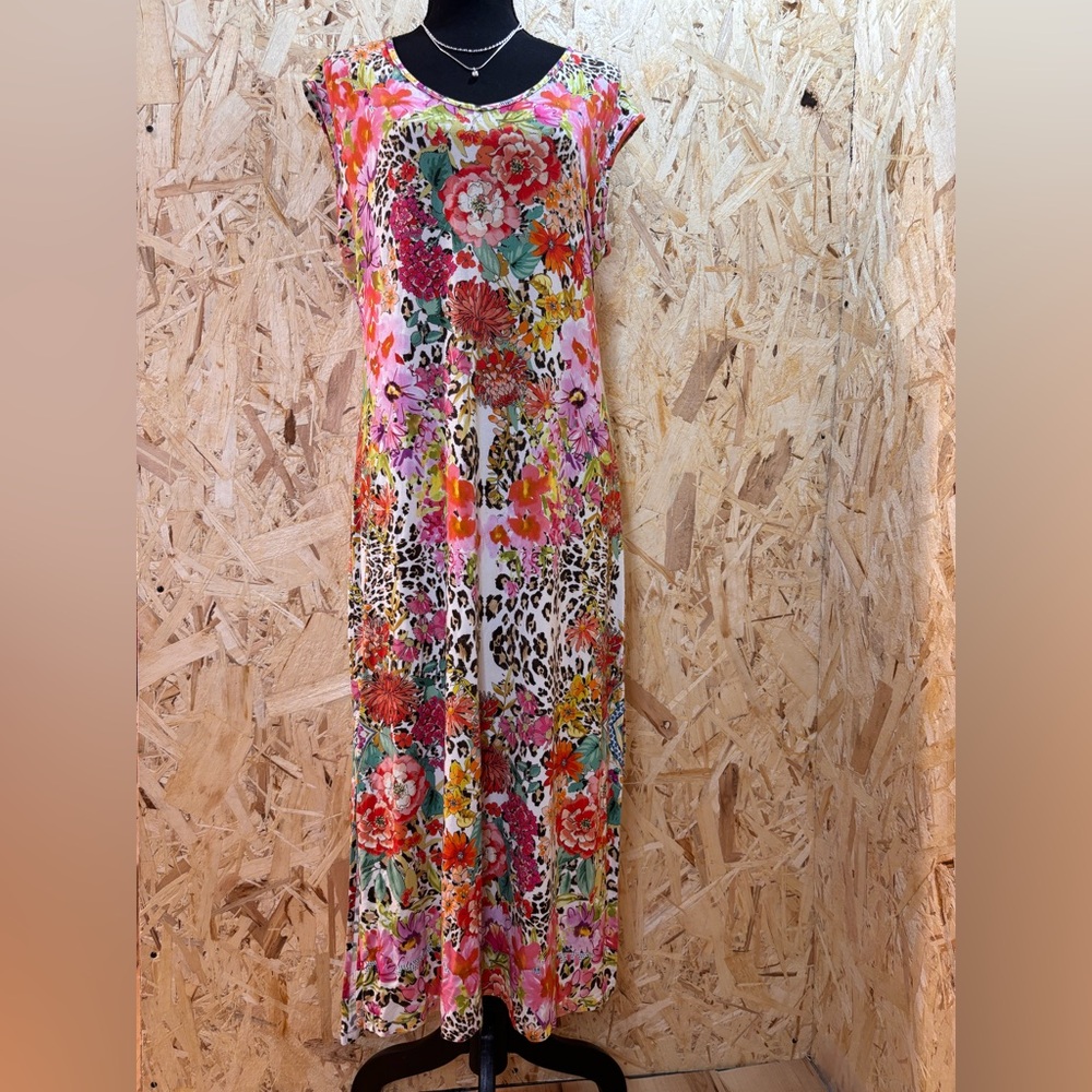 Johnny Was Multicolor Floral and Animal Print Maxi Dress